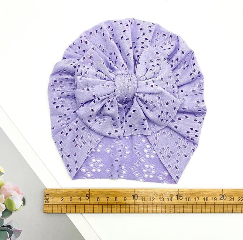 Esumun Baby Girls Hair Bow Turban Hat 6PCS Set, Top Bowknot Head Wrap Beanie India Caps for Infant Toddlers - Image 5